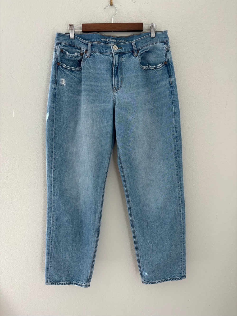 American Eagle 90's Low Rise Straight Denim Jeans 16 Long Light Wash